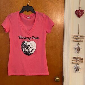 Catsbury Park Medium V Neck Tee Shirt Pink